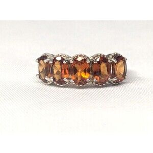 Orange Hessonite Garnet Ring - Sterling Silver, Orange, Size 10
